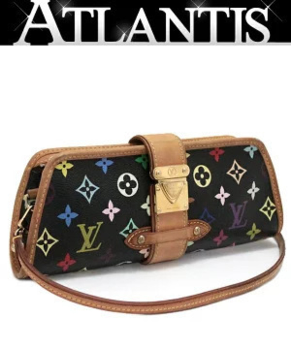 Louis Vuitton Shirley Handbag Pouch Clutch Multicolor Black